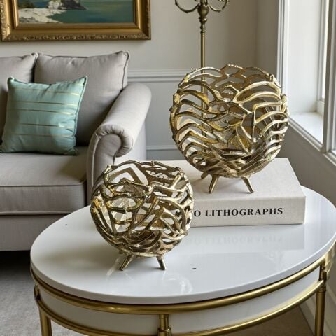 2'li Dekoratif Döküm Mumluk – Gold