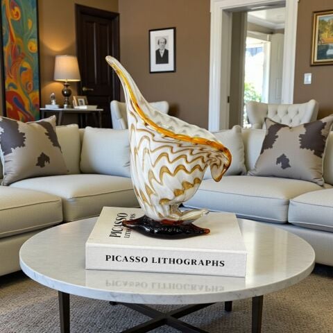 Cam Kaideli Deniz Kabuğu Manolya Aranjmanı 3’lü – Amber / Krem / Karamel