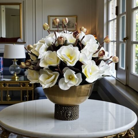 Tarz Vazo Premium Manolya Aranjmanı 5’li – Eskitme