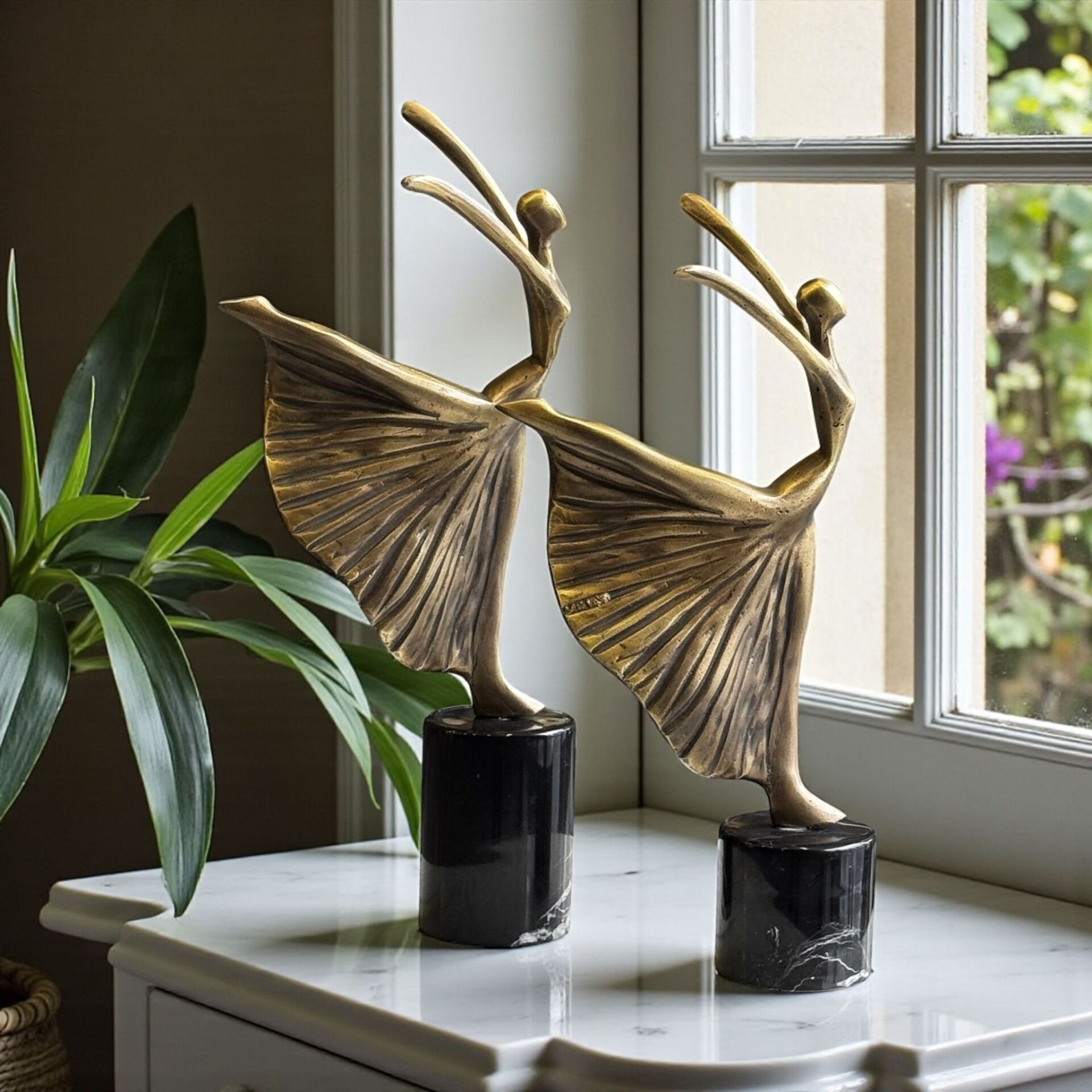 2’li Dekoratif Döküm Balerin Obje – Eskitme