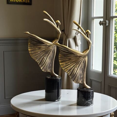 2’li Dekoratif Döküm Balerin Obje – Eskitme