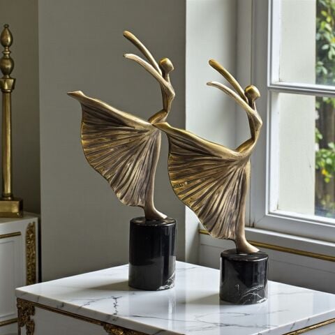 2’li Dekoratif Döküm Balerin Obje – Eskitme