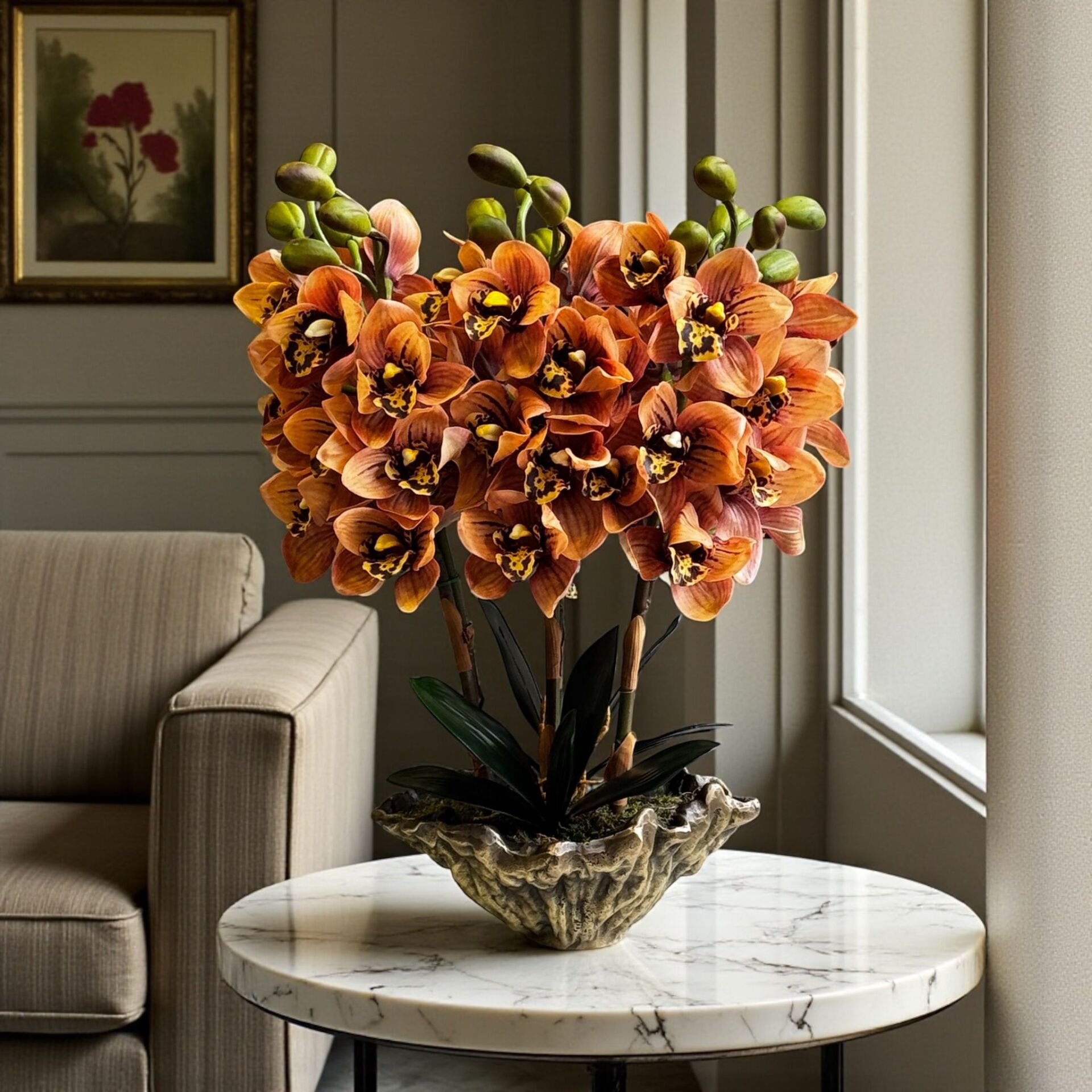 Döküm Saksı Premium Singapur Orkide Aranjmanı 6’lı – Eskitme