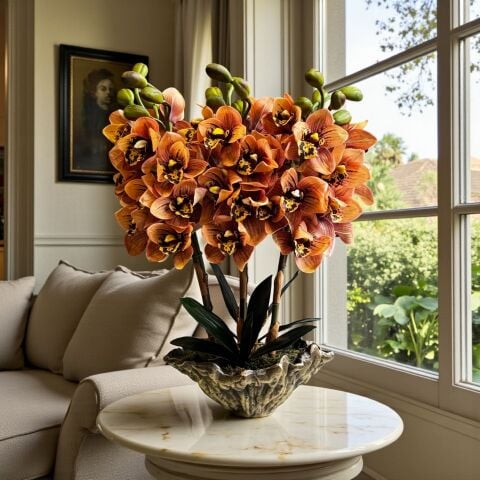 Döküm Saksı Premium Singapur Orkide Aranjmanı 6’lı – Eskitme