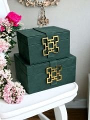 2 Li Metal Obje Deri Kutu Siyah