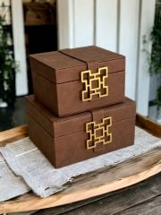 2 Li Metal Obje Deri Kutu Siyah