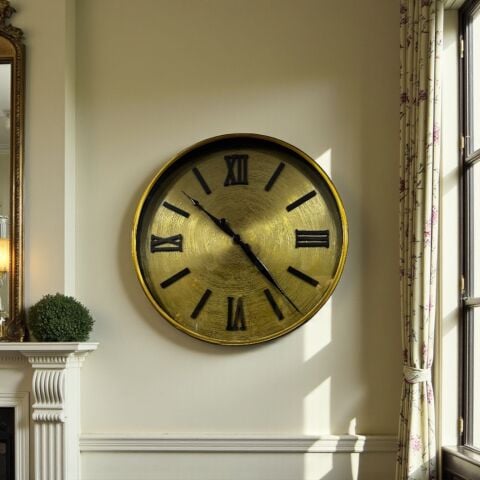 Romen Rakamlı Metal Duvar Saati – Eskitme (45cm)