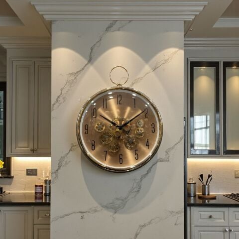 Kulplu Çarklı Duvar Saati – Rose Bronz (35cm)