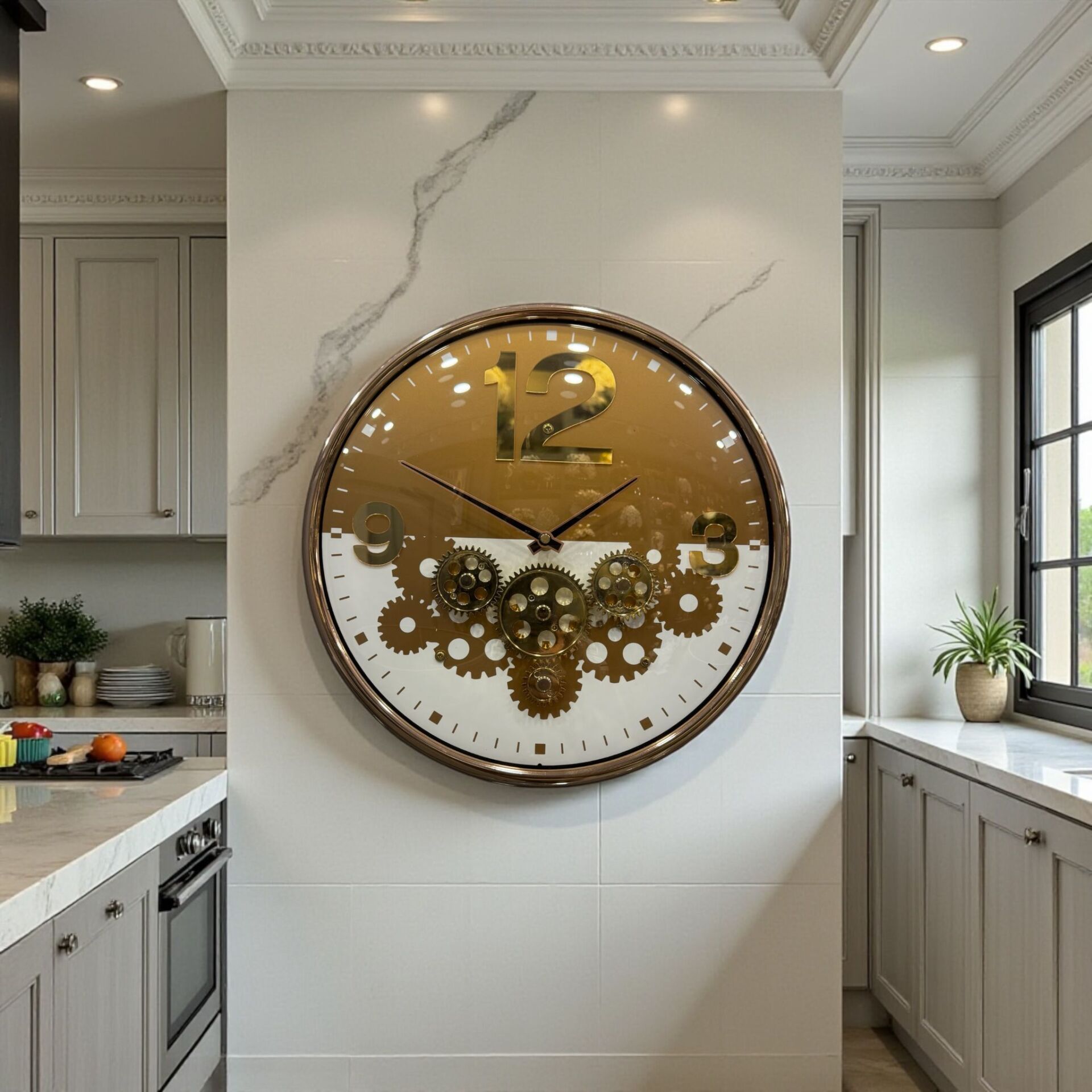 Çarklı Duvar Saati – RoseGold (38cm)