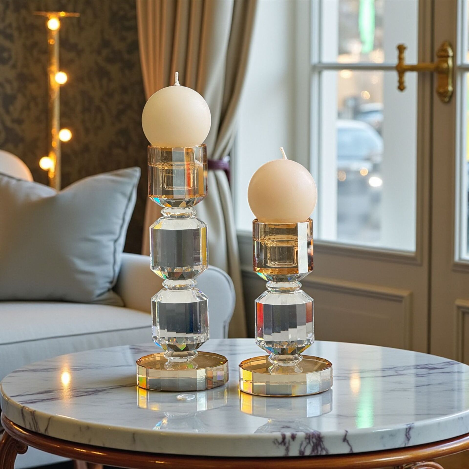 2'li İthal Kristal BaL Mumluk + Mum