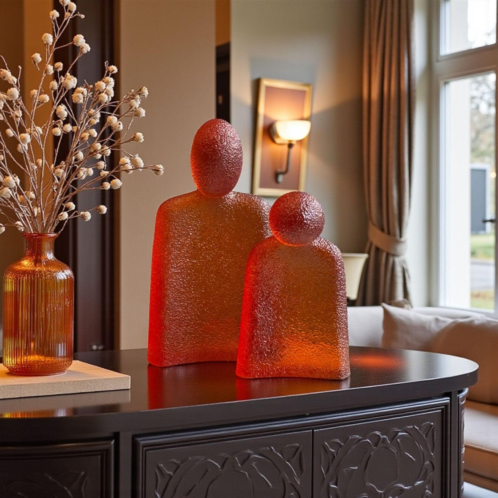 2’li Premium Reçine Sevgili Dekor Obje Seti – Amber