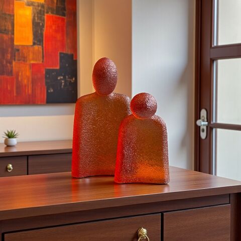 2’li Premium Reçine Sevgili Dekor Obje Seti – Amber