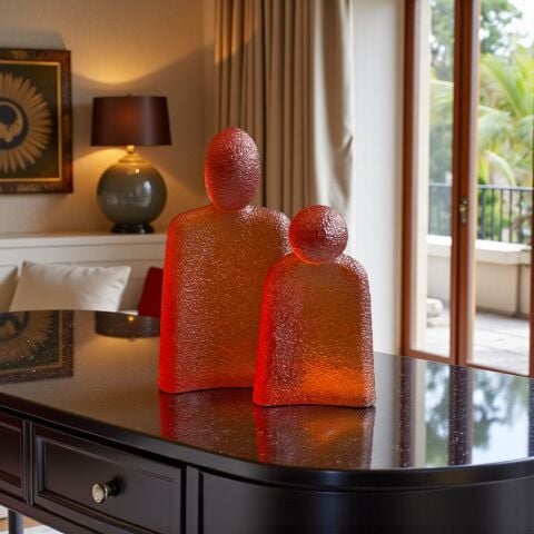 2’li Premium Reçine Sevgili Dekor Obje Seti – Amber