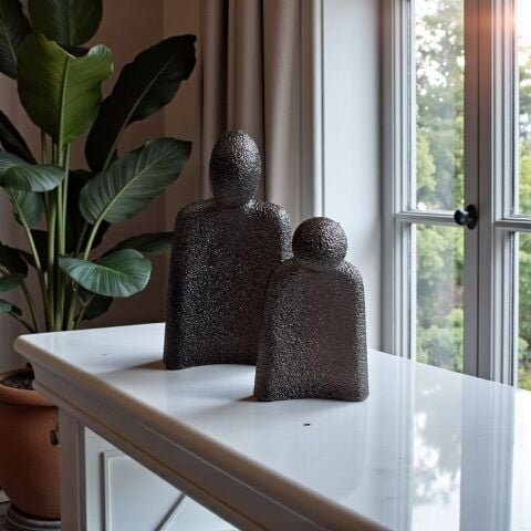 2’li Premium Reçine Sevgili Dekor Obje Seti – Füme