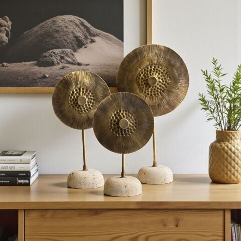 3’lü Traverten Deniz Gözü Dekor Seti