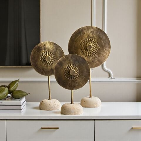 3’lü Traverten Deniz Gözü Dekor Seti