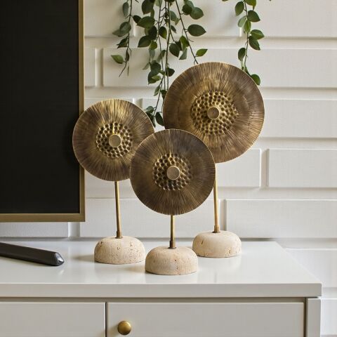 3’lü Traverten Deniz Gözü Dekor Seti