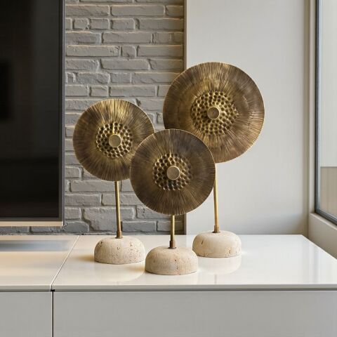 3’lü Traverten Deniz Gözü Dekor Seti