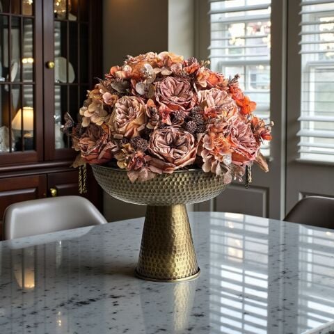 Ayaklı Vazo Kuru Şakayık Aranjmanı 4’lü