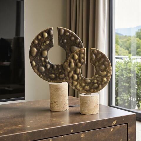 2’li Traverten Oritas Dekor Obje Seti