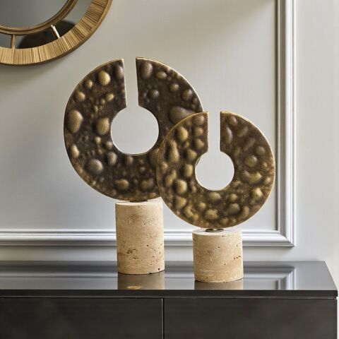 2’li Traverten Oritas Dekor Obje Seti