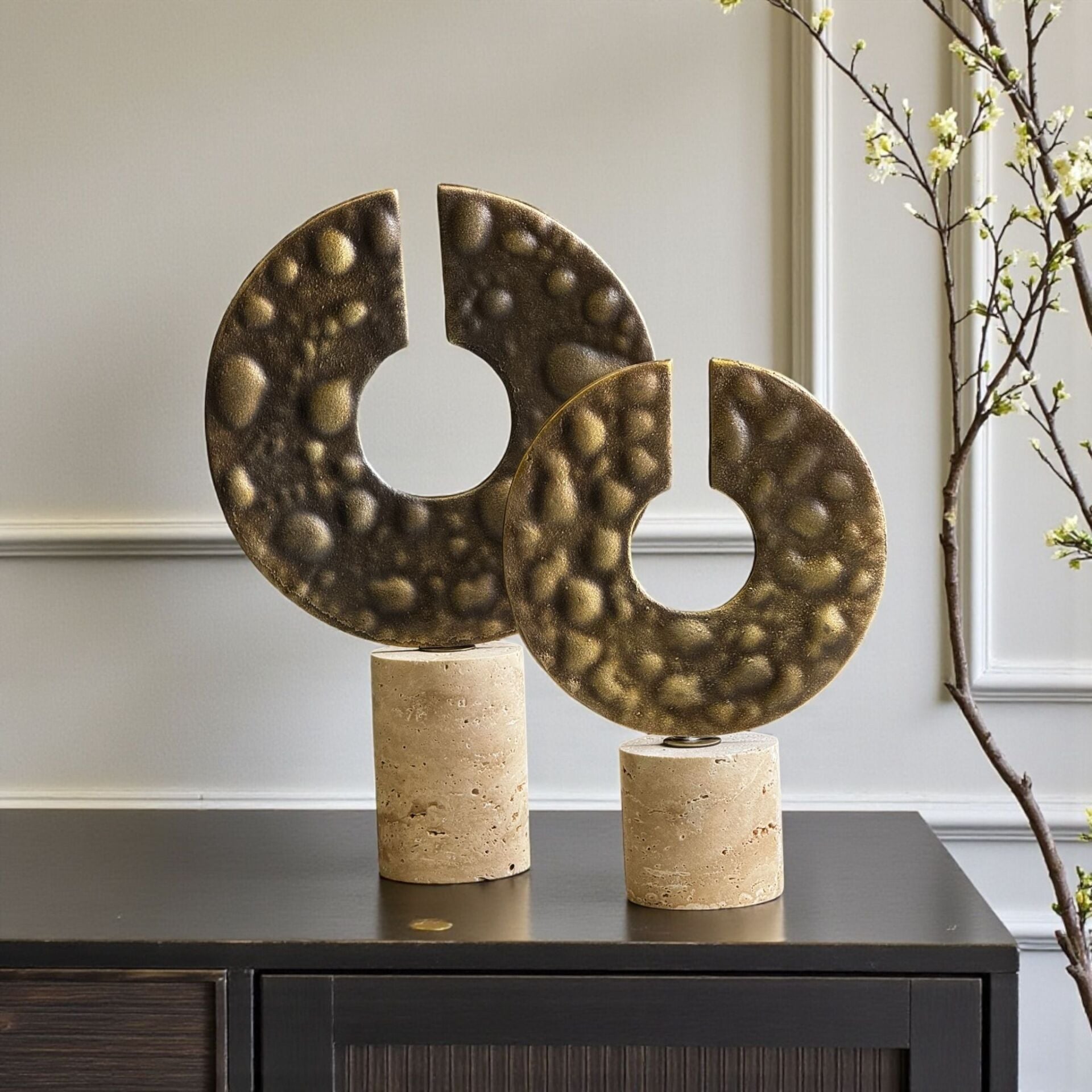 2’li Traverten Oritas Dekor Obje Seti