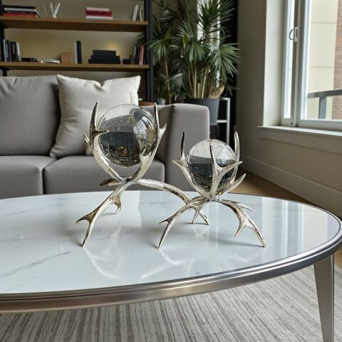 2'li Boynuz Döküm Küre Gümüş