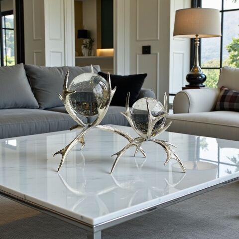 2'li Boynuz Döküm Küre Gümüş