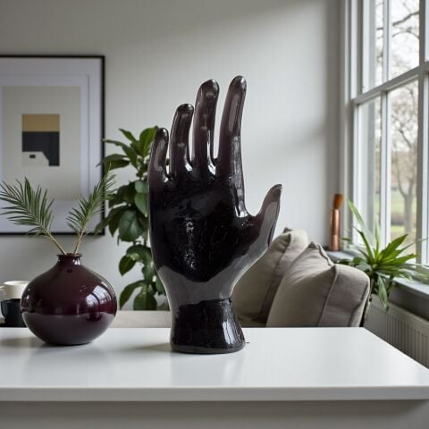 Reçine Büyük El Dekor Obje – Füme