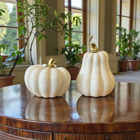 Dekoratif 2'li Kabak Aksesuar Beyaz