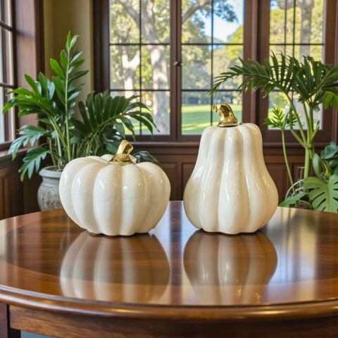 Dekoratif 2'li Kabak Aksesuar Beyaz