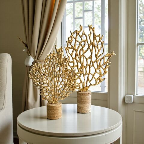 2’li Mercan Ağaç Dekor Obje Seti – Gold
