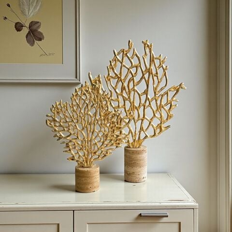 2’li Mercan Ağaç Dekor Obje Seti – Gold