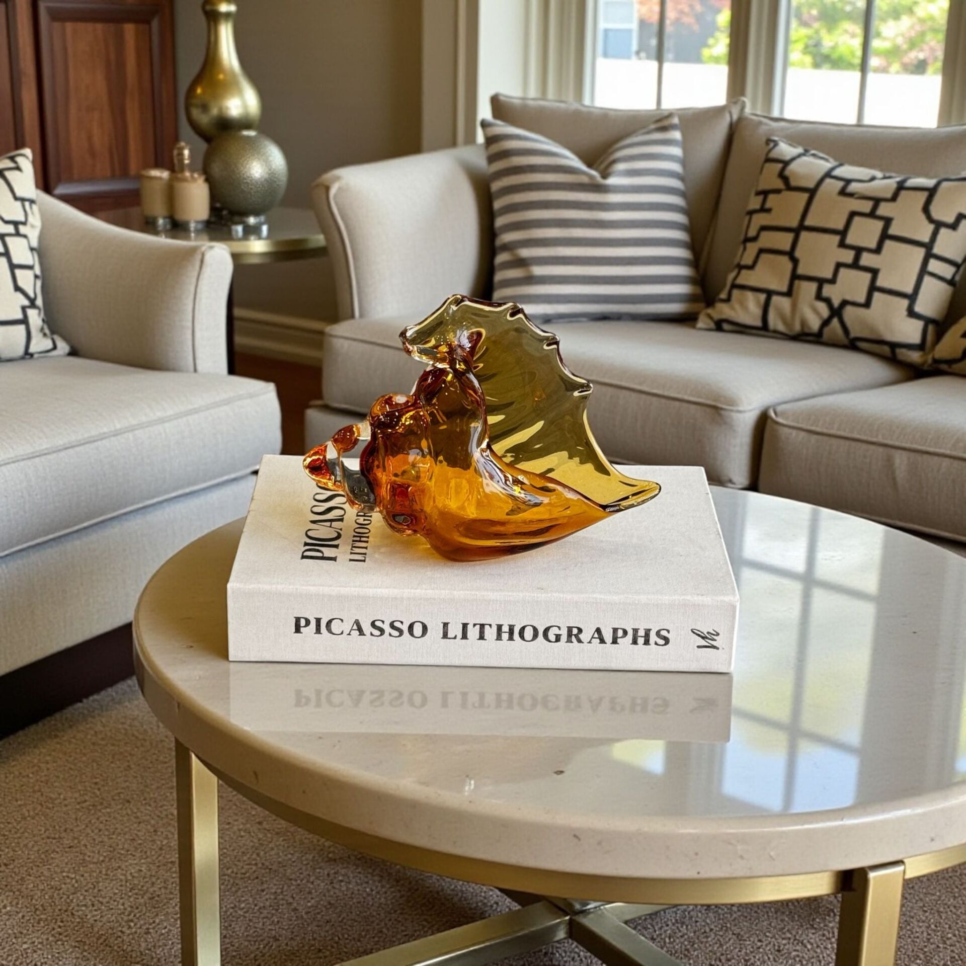 Cam Deniz Kabuğu Küçük Bal Dekor Obje