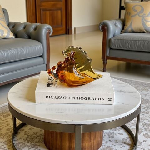 Cam Deniz Kabuğu Küçük Bal Dekor Obje