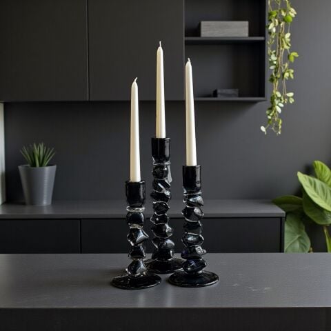 3’lü Dominoes Cam Mumluk Seti – Siyah