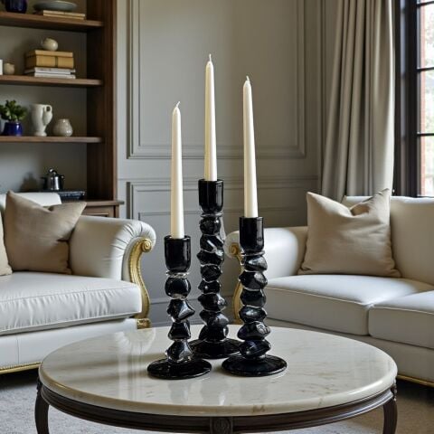 3’lü Dominoes Cam Mumluk Seti – Siyah