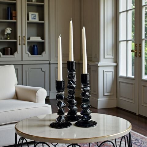 3’lü Dominoes Cam Mumluk Seti – Siyah