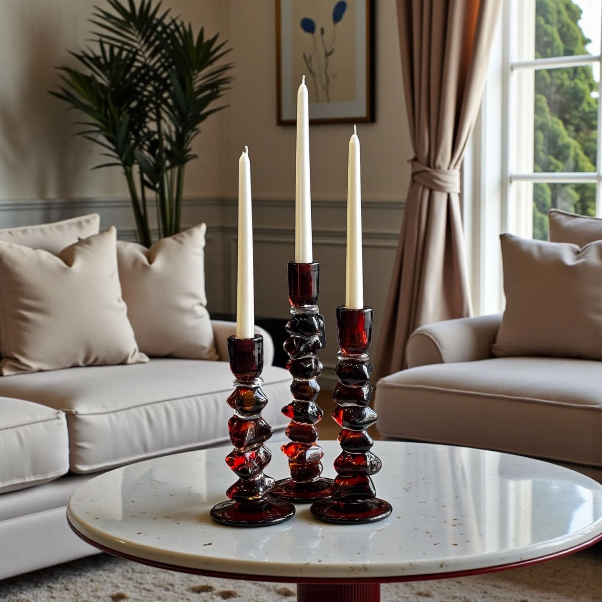 3’lü Dominoes Cam Mumluk Seti – Amber