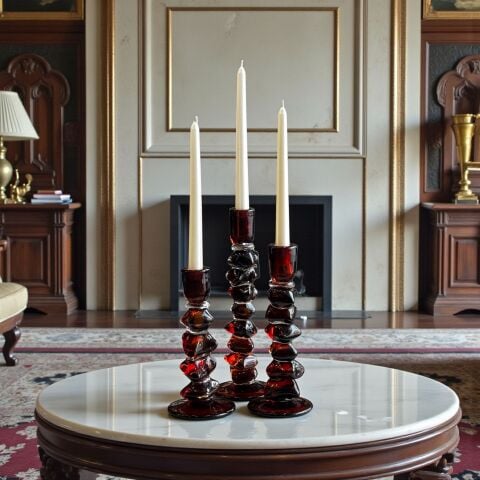 3’lü Dominoes Cam Mumluk Seti – Amber