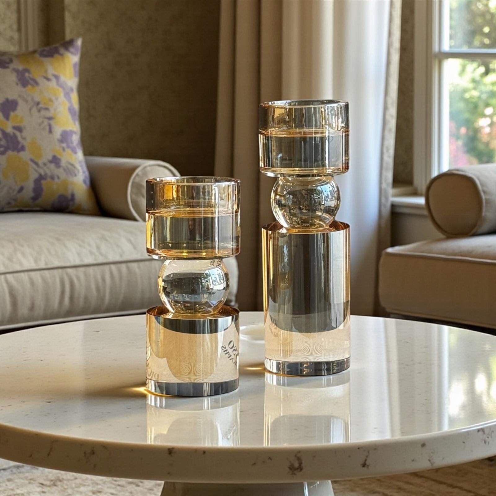 2’li İthal Kristal Mumluk Seti – Bal