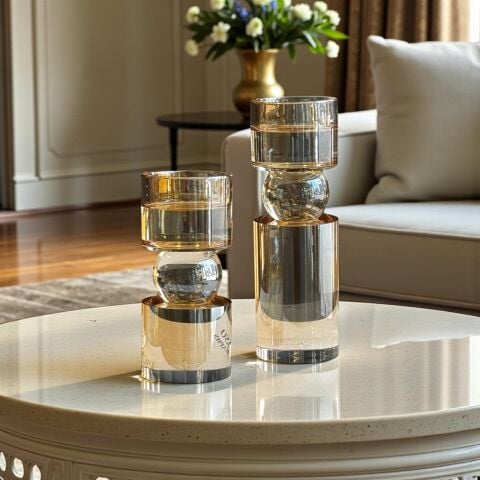 2’li İthal Kristal Mumluk Seti – Bal