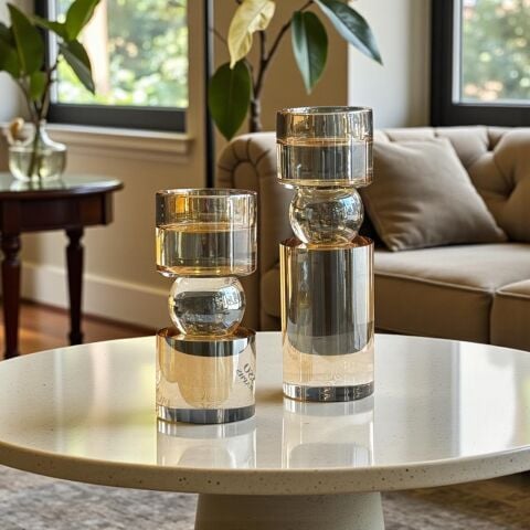 2’li İthal Kristal Mumluk Seti – Bal