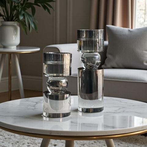 2’li İthal Kristal Mumluk Seti – Füme