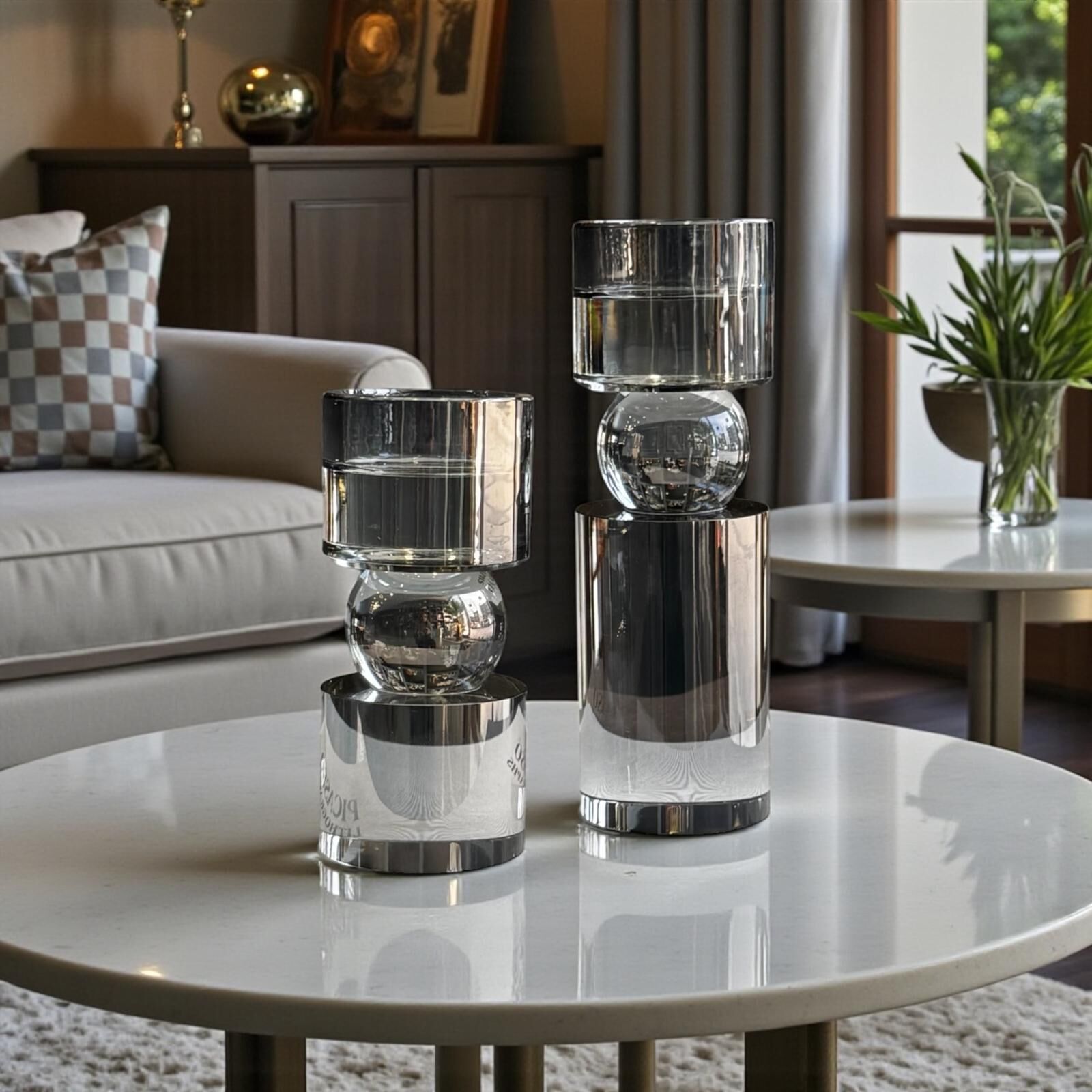 2’li İthal Kristal Mumluk Seti – Füme