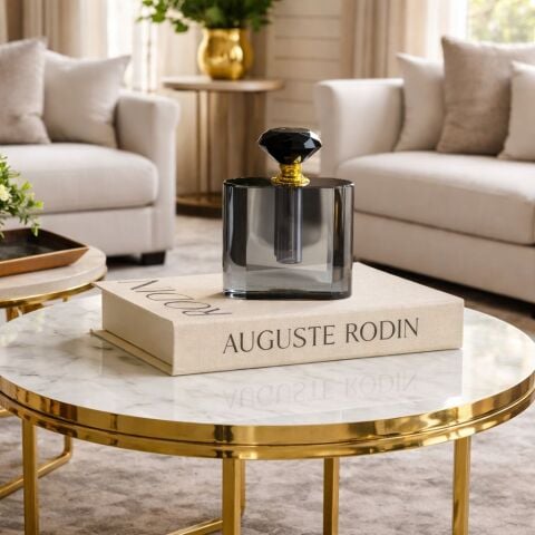 Dekoratif Kristal Parfüm Şişesi – Füme