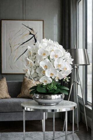 Ufo Saksı 6 Dal Orkide Aranjmanı – Gümüş