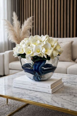 Mavi Akış Dekoratif Vazo – Geniş