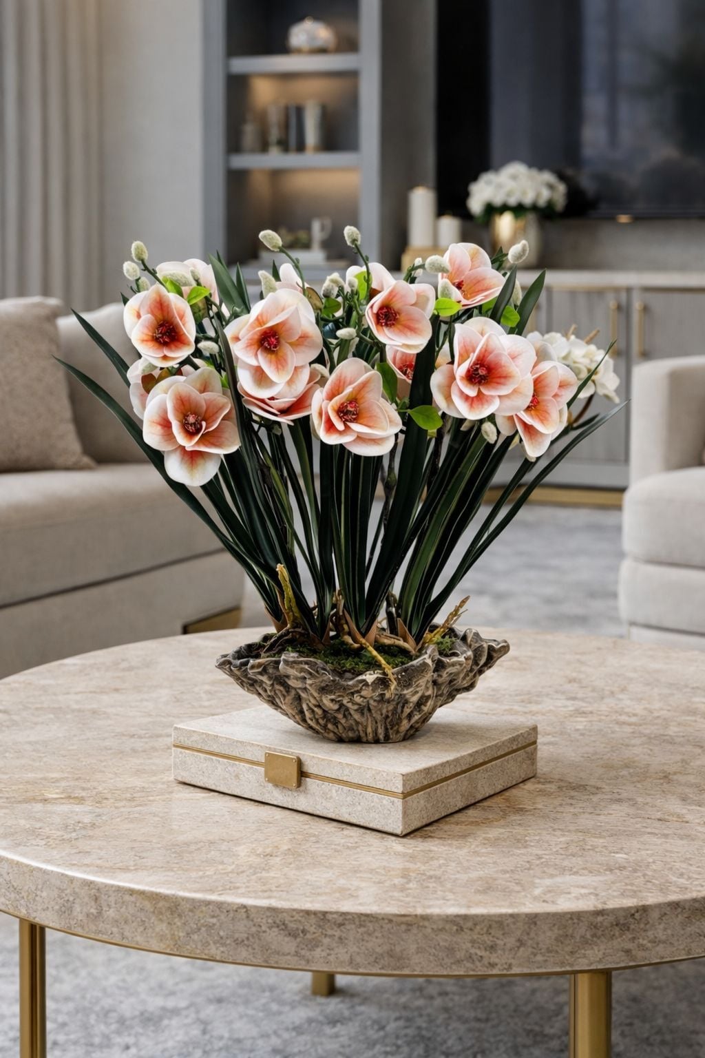 Amrof Döküm Saksı Manolya Aranjmanı – 6'lı