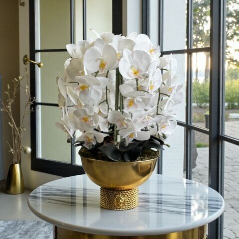 Tarz Vazo & 6 Dal Orkide Aranjmanı – Gold